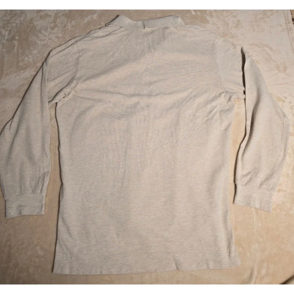 Polo Ralph Lauren Mens XL Long Sleeve Polo Shirt Tan Beige Cotton Pique Pony